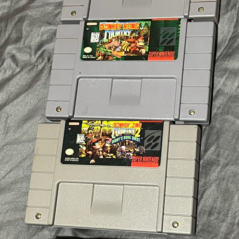 Lot of Two Super Nintendo Donkey Kong Country 1 & 2 Game Cartridges